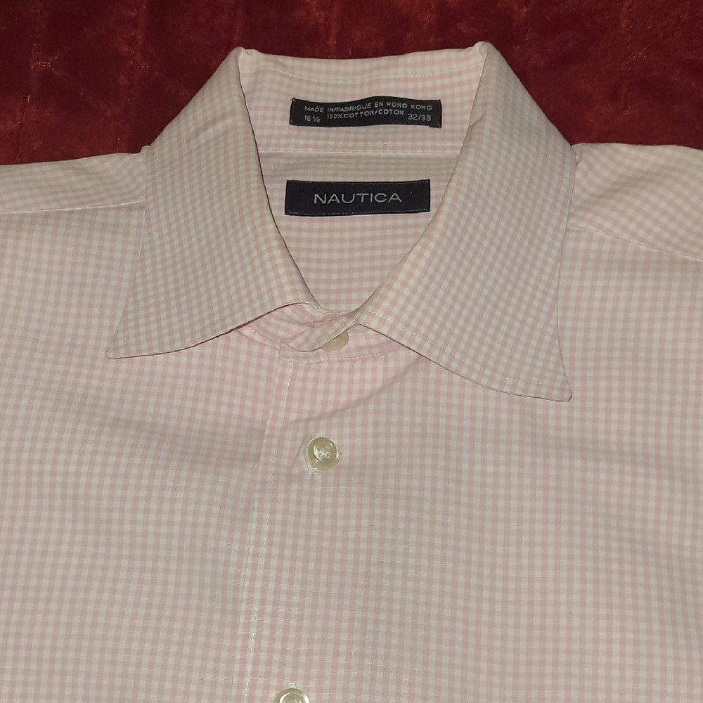 Nautica Men's Pink Checkered Shirt